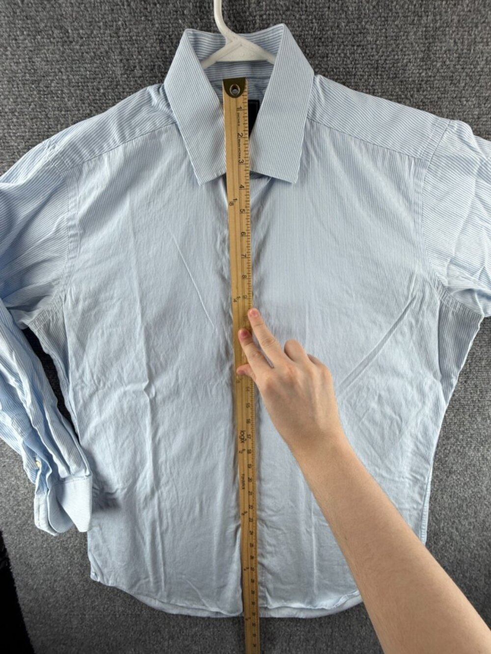 David Donahue Cotton Trim 16.5 32/33 Striped Blue Long Sleeve Mens Shirt Spread - Picture 3 of 15